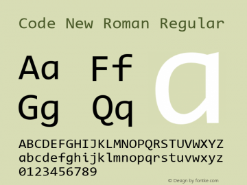 Code New Roman Regular Version 2.10 March 29, 2015图片样张