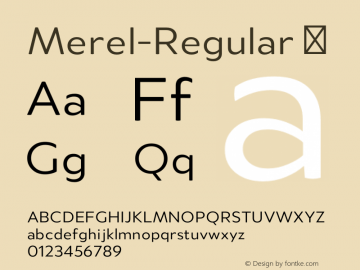 Merel-Regular ☞ Version 1.000;PS 001.000;hotconv 1.0.70;makeotf.lib2.5.58329;com.myfonts.easy.northernblock.merel.regular.wfkit2.version.4hb1图片样张