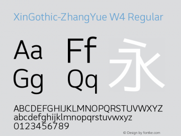 XinGothic-ZhangYue W4 Regular Version 1.000;PS 1;hotconv 1.0.70;makeotf.lib2.5.558255图片样张