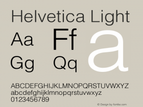 Helvetica Light Version 001.004 Font Sample