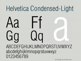 Helvetica Condensed-Light Version 003.000 Font Sample