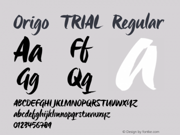 Origo_TRIAL Regular Version 1.00 2014 Font Sample