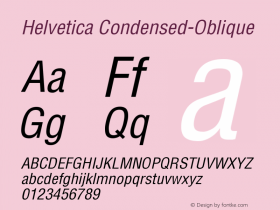 Helvetica Condensed-Oblique Version 003.001 Font Sample