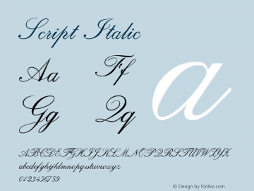 Script Italic 1.0 Font Sample