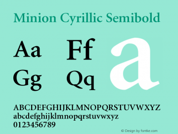 Minion Cyrillic Semibold Version 001.000 Font Sample