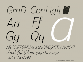 GrnD-ConLigIt ☞ Version 1.000;com.myfonts.insigne.grenale-2.con-light-italic.wfkit2.457K Font Sample