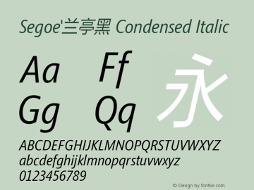 Segoe'兰亭黑 Condensed Italic Version 1.02图片样张