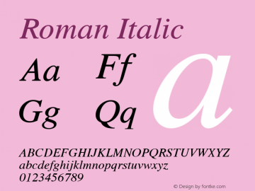Roman Italic 1.000 Font Sample