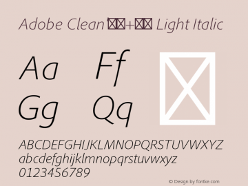 Adobe Clean'新ゴ+正黑 Light Italic Version 1.026;PS 1.000;hotconv 1.0.56;makeotf.lib2.0.21637图片样张