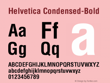 Helvetica Condensed-Bold Version 001.005 Font Sample