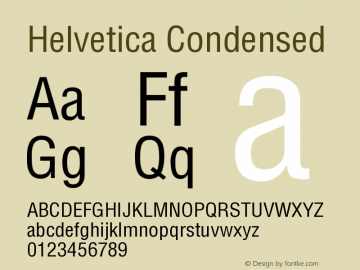 Helvetica Condensed Version 001.004 Font Sample
