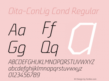 Oita-ConLig Cond Regular Version 1.000;com.myfonts.insigne.oita.condensed-light-italic.wfkit2.4b52图片样张