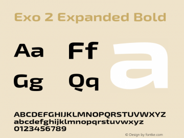 Exo 2 Expanded Bold Version 1.001;PS 001.001;hotconv 1.0.70;makeotf.lib2.5.58329 Font Sample