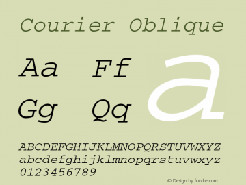 Courier Oblique 002.004 Font Sample