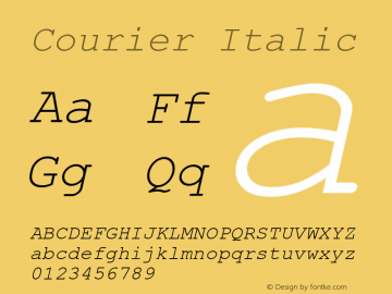 Courier Italic MS core font:v1.00 Font Sample