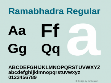 Ramabhadra Regular Version 1.0.5; ttfautohint (vUNKNOWN) -l 7 -r 28 -G 50 -x 13 -D telu -f telu -w G -X 