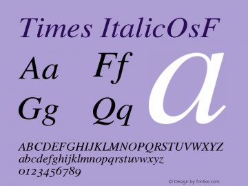 Times ItalicOsF Version 001.000 Font Sample