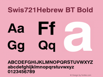 Swis721Hebrew BT Bold Version 2.00 Bitstream Hebrew Set;com.myfonts.easy.bitstream.swiss-721-hebrew.hebrew-bold.wfkit2.version.27XL Font Sample