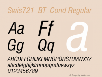 Swis721  BT  Cond Regular Version 1.01 emb4-OT;com.myfonts.easy.bitstream.swiss-721.condensed-italic.wfkit2.version.2fpA图片样张