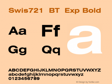 Swis721  BT  Exp Bold Version 1.01 emb4-OT;com.myfonts.easy.bitstream.swiss-721.bold-extended.wfkit2.version.2ftY图片样张