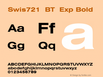 Swis721  BT  Exp Bold Version 1.01 emb4-OT;com.myfonts.easy.bitstream.swiss-721.bold-extended.wfkit2.version.2ftY Font Sample