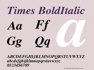 Times BoldItalic Version 001.009 Font Sample