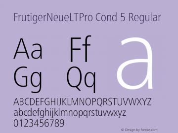 FrutigerNeueLTPro Cond 5 Regular Version 2.100;com.myfonts.linotype.neue-frutiger.pro-condensed-thin.wfkit2.49k9 Font Sample