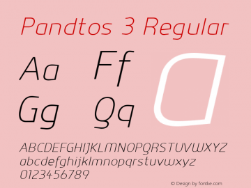 Pandtos 3 Regular Version 1.004;com.myfonts.dayflash.pandtos.light-italic.wfkit2.3xhG Font Sample