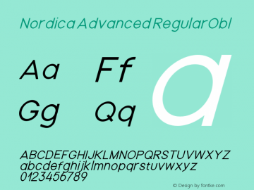 Nordica Advanced RegularObl Version 1.07 Font Sample