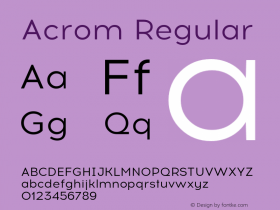 Acrom Regular Version 1.000;PS 001.000;hotconv 1.0.70;makeotf.lib2.5.58329;com.myfonts.easy.northernblock.acrom.regular.wfkit2.version.46RS Font Sample