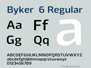 Byker  6 Regular Version 1.000;PS 001.000;hotconv 1.0.70;makeotf.lib2.5.58329;com.myfonts.easy.northernblock.byker.medium.wfkit2.version.4jZP图片样张