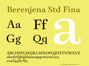 Berenjena Std Fina Version 1.000 Font Sample