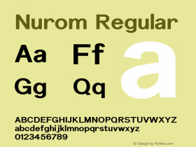 Nurom Regular Version 1.001;PS 001.001;hotconv 1.0.56;makeotf.lib2.0.21325;com.myfonts.easy.northernblock.nurom.bold.wfkit2.version.3Cw5 Font Sample