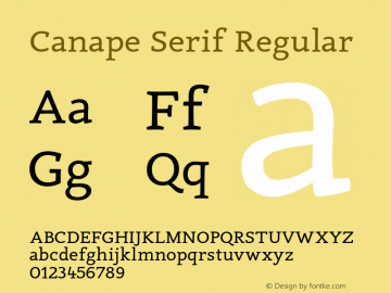 Canape Serif Regular Version 1.000 Font Sample