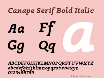 Canape Serif Bold Italic Version 1.000图片样张