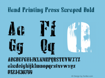 Hand Printing Press Scraped Bold Version 1.00 January 8, 2013, initial release;com.myfonts.fontscafe.hand-printing-press.scraped-bold.wfkit2.426v Font Sample