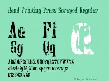 Hand Printing Press Scraped Regular Version 1.00 January 8, 2013, initial release;com.myfonts.fontscafe.hand-printing-press.scraped.wfkit2.426w Font Sample