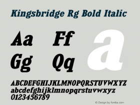 Kingsbridge Rg Bold Italic Version 1.000 Font Sample