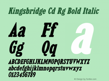 Kingsbridge Cd Rg Bold Italic Version 1.000图片样张