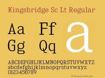 Kingsbridge Sc Lt Regular Version 1.000 Font Sample