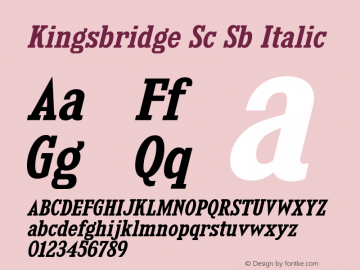 Kingsbridge Sc Sb Italic Version 1.000 Font Sample