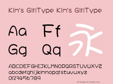 Kim's GirlType Kim's GirlType Kim's GirlType v0.01 Font Sample