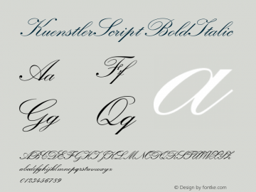 KuenstlerScript BoldItalic Version 1.00 Font Sample