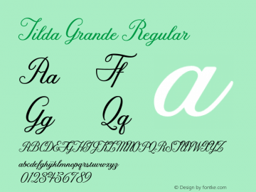 Tilda Grande Regular Version 1.000 Font Sample