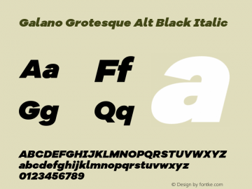 Galano Grotesque Alt Black Italic Version 1.000 Font Sample