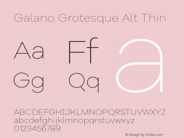 Galano Grotesque Alt Thin Version 1.000 Font Sample