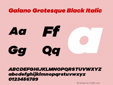 Galano Grotesque Black Italic Version 1.000 Font Sample