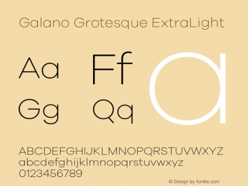 Galano Grotesque ExtraLight Version 1.000 Font Sample