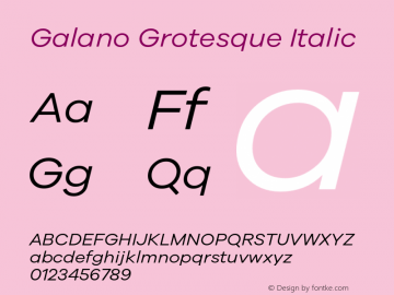 Galano Grotesque Italic Version 1.000 Font Sample