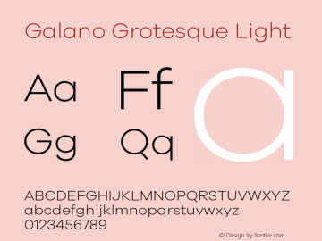 Galano Grotesque Light Version 1.000 Font Sample